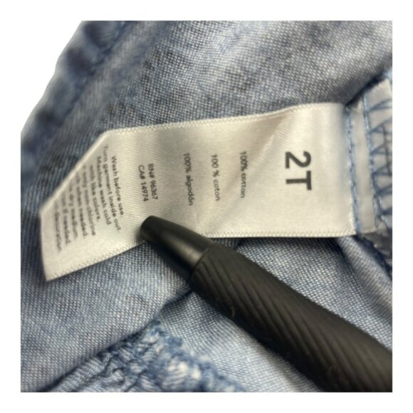 Baby Bgosh Shirt 2T Blue Denim Eyelet Embroidered Sleeveless Ruffle Toddler - Picture 8 of 8